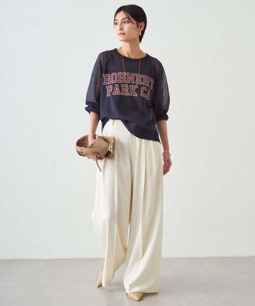 LOUNGEDRESS（ラウンジドレス）の「シアーカレッジロゴプリントニット（ニット/セーター・レディース・ネイビー/グリーン・FREE）」の20枚目の写真