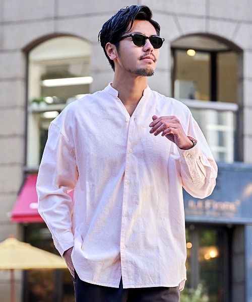 CavariA（キャバリア）の「『CavariA/キャバリア』パナマバンドカラースキッパー長袖シャツ（シャツ/ブラウス・メンズ・ミント/ネイビー/ピンク/ホワイト系/ブラック/ブルー/ネイビー系・XL/L）」の7枚目の写真