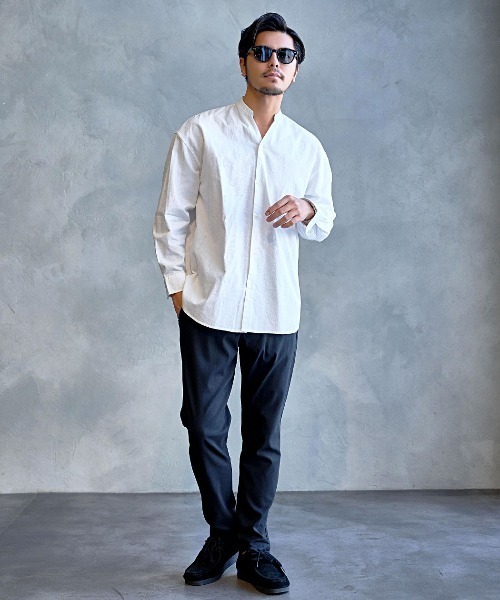 CavariA（キャバリア）の「『CavariA/キャバリア』パナマバンドカラースキッパー長袖シャツ（シャツ/ブラウス・メンズ・ミント/ネイビー/ピンク/ホワイト系/ブラック/ブルー/ネイビー系/ホワイト・XL/L/M）」の11枚目の写真