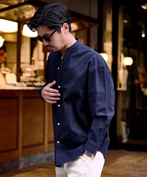 CavariA（キャバリア）の「『CavariA/キャバリア』パナマバンドカラースキッパー長袖シャツ（シャツ/ブラウス・メンズ・ミント/ネイビー/ピンク/ホワイト系/ブラック/ブルー/ネイビー系/ホワイト・XL/L/M）」の21枚目の写真