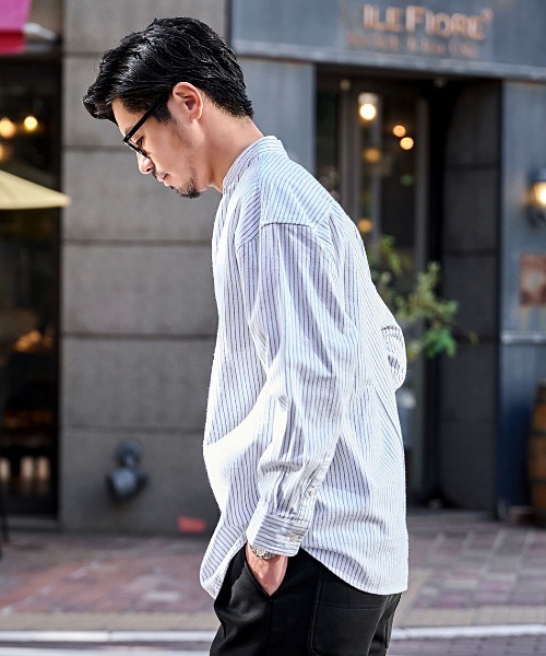 CavariA（キャバリア）の「『CavariA/キャバリア』パナマバンドカラースキッパー長袖シャツ（シャツ/ブラウス・メンズ・ミント/ネイビー/ピンク/ホワイト系/ブラック/ブルー/ネイビー系/ホワイト・XL/L/M）」の13枚目の写真