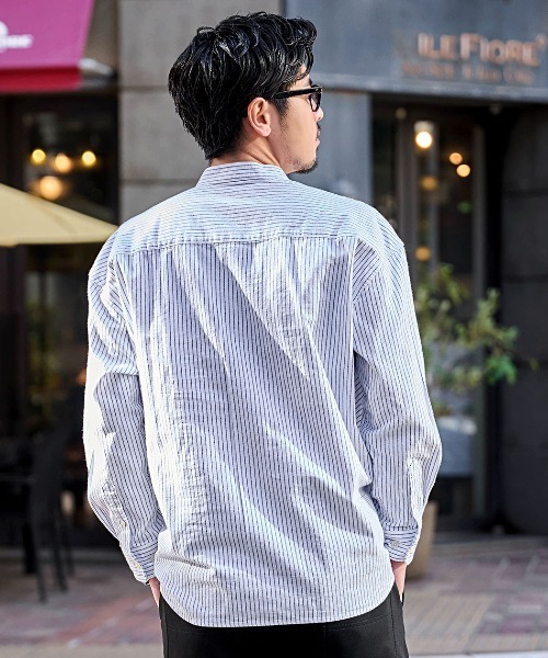 CavariA（キャバリア）の「『CavariA/キャバリア』パナマバンドカラースキッパー長袖シャツ（シャツ/ブラウス・メンズ・ミント/ネイビー/ピンク/ホワイト系/ブラック/ブルー/ネイビー系/ホワイト・XL/L/M）」の14枚目の写真