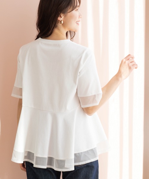 SHOO・LA・RUE（シューラルー）の「チュールレイヤードペプラムＴシャツ（Tシャツ/カットソー・レディース・ホワイト/ダークブラウン/チャコールグレー/ブラック・00）」の8枚目の写真
