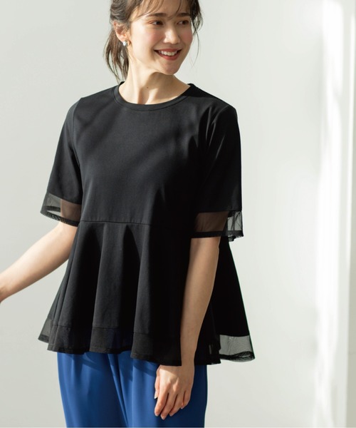 SHOO・LA・RUE（シューラルー）の「チュールレイヤードペプラムＴシャツ（Tシャツ/カットソー・レディース・ホワイト/ダークブラウン/チャコールグレー/ブラック・00）」の16枚目の写真