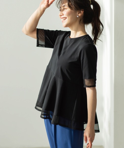 SHOO・LA・RUE（シューラルー）の「チュールレイヤードペプラムＴシャツ（Tシャツ/カットソー・レディース・ホワイト/ダークブラウン/チャコールグレー/ブラック・00）」の17枚目の写真