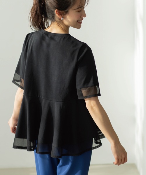 SHOO・LA・RUE（シューラルー）の「チュールレイヤードペプラムＴシャツ（Tシャツ/カットソー・レディース・ホワイト/ダークブラウン/チャコールグレー/ブラック・00）」の19枚目の写真