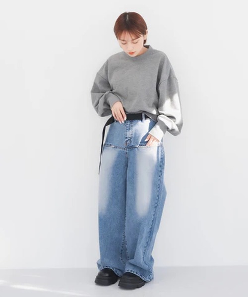 merrylatte(メリーラテ)の「ベルト付きルーズウォッシュデニム【IROHANI】(デニムパンツ・レディース・ブルー/ブラック・FREE)」の19枚目の写真