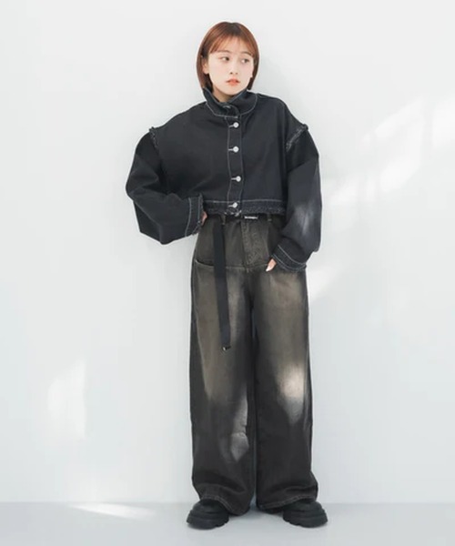 merrylatte(メリーラテ)の「ベルト付きルーズウォッシュデニム【IROHANI】(デニムパンツ・レディース・ブルー/ブラック・FREE)」の11枚目の写真