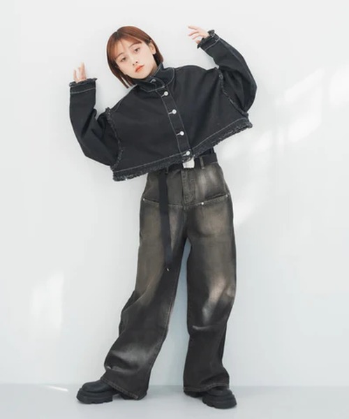 merrylatte(メリーラテ)の「ベルト付きルーズウォッシュデニム【IROHANI】(デニムパンツ・レディース・ブルー/ブラック・FREE)」の12枚目の写真