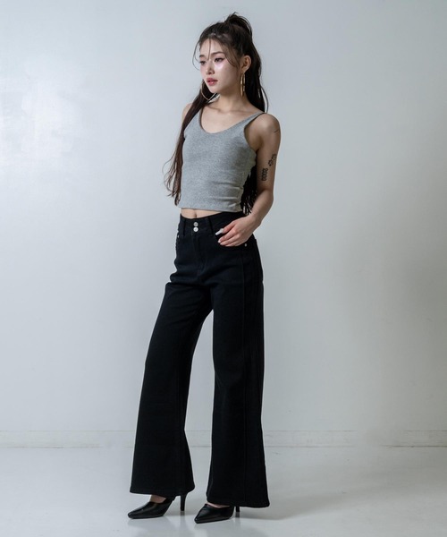 ANAP(アナップ)の「細見えサイドラインフレアデニムパンツ(デニムパンツ・レディース・ブラック/ベージュ/ブルー・M/S)」の9枚目の写真