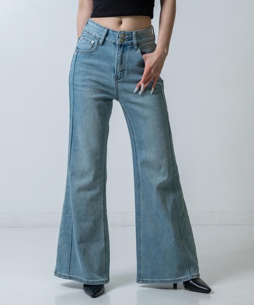 ANAP(アナップ)の「細見えサイドラインフレアデニムパンツ(デニムパンツ・レディース・ブラック/ベージュ/ブルー・M/S)」の19枚目の写真