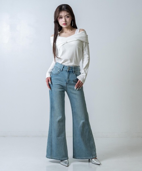 ANAP(アナップ)の「細見えサイドラインフレアデニムパンツ(デニムパンツ・レディース・ブラック/ベージュ/ブルー・M/S)」の21枚目の写真