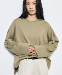 スリットヘムルーズプルオーバー 春服 秋服 長袖 スリット入り コットン100
