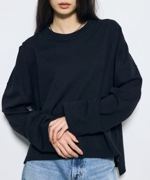 スリットヘムルーズプルオーバー 春服 秋服 長袖 スリット入り コットン100