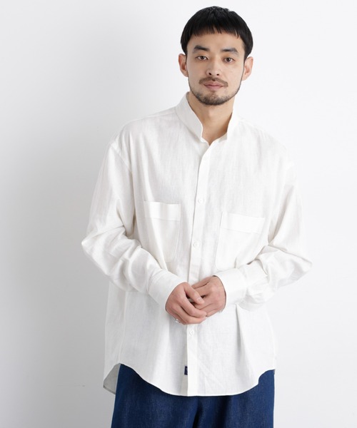 NANO universe(ナノユニバース)の「「FRENCH LINEN」リネンコットンスタンドシャツ(シャツ/ブラウス・メンズ・ライトブルー/ホワイト/ライトピンク/その他1・M/S/L)」の2枚目の写真