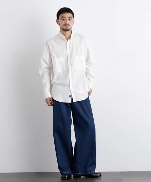 NANO universe(ナノユニバース)の「「FRENCH LINEN」リネンコットンスタンドシャツ(シャツ/ブラウス・メンズ・ライトブルー/ホワイト/ライトピンク/その他1・M/S/L)」の10枚目の写真