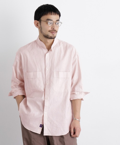 NANO universe(ナノユニバース)の「「FRENCH LINEN」リネンコットンスタンドシャツ(シャツ/ブラウス・メンズ・ライトブルー/ホワイト/ライトピンク/その他1・M/S/L)」の5枚目の写真