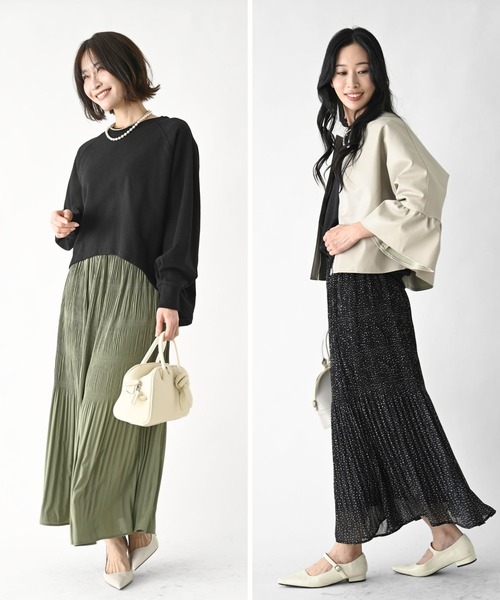 Ehre style(エーレスタイル)の「ヘビロテ決定!気分軽やかにプリーツスカート(スカート・レディース・ブラック/カーキ・FREE)」の4枚目の写真