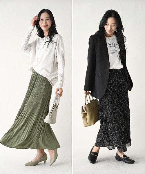 Ehre style(エーレスタイル)の「ヘビロテ決定!気分軽やかにプリーツスカート(スカート・レディース・ブラック/カーキ・FREE)」の13枚目の写真