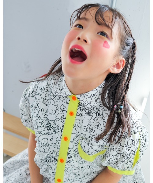 unica(ユニカ)の「manyBearカラフルシャツワンピース(ワンピース・キッズ・ブラック/オフホワイト・XL/L)」の5枚目の写真