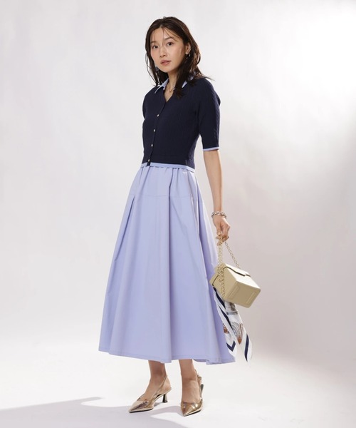 JUSGLITTY(ジャスグリッティー)の「5分袖スキッパーケーブルドッキングワンピース(ワンピース・レディース・ネイビー・1/2)」の4枚目の写真