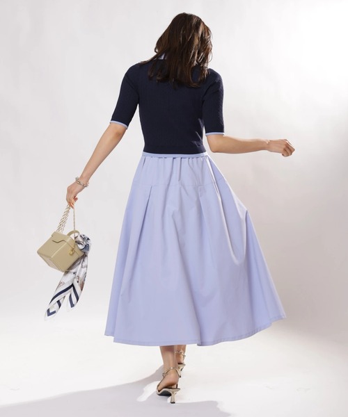 JUSGLITTY(ジャスグリッティー)の「5分袖スキッパーケーブルドッキングワンピース(ワンピース・レディース・ネイビー・1/2)」の7枚目の写真