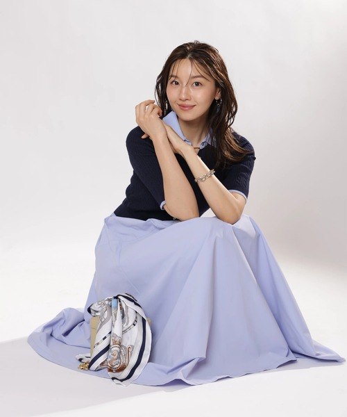 JUSGLITTY(ジャスグリッティー)の「5分袖スキッパーケーブルドッキングワンピース(ワンピース・レディース・ネイビー・1/2)」の8枚目の写真