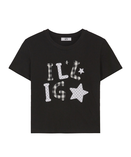 ILLIGO(イリゴ)の「チェックアプリケルーズクロップTシャツブラック(Tシャツ/カットソー・レディース・その他・OS)」の5枚目の写真