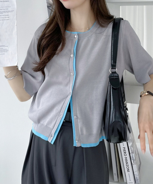 Ada.(エイダ)の「レイヤード風 半袖 カーディガン(カーディガン/ボレロ・レディース・ブルー系その他/ベージュ系その他/イエロー系その他/グレー系その他・FREE)」の16枚目の写真