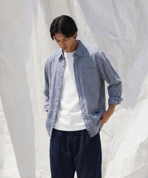 LETTERCOMO(レテルコモ)の「マイルドブラシチェックシャツスカイブルー(シャツ/ブラウス・レディース・その他・MEDIUM/LARGE)」の9枚目の写真