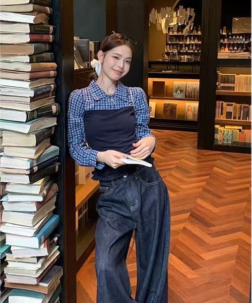AsheKsha(アシクシャ)の「レトロで甘いトップス(シャツ/ブラウス・レディース・ネイビー・M)」の2枚目の写真