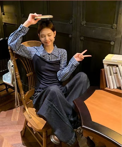 AsheKsha(アシクシャ)の「レトロで甘いトップス(シャツ/ブラウス・レディース・ネイビー・M)」の11枚目の写真