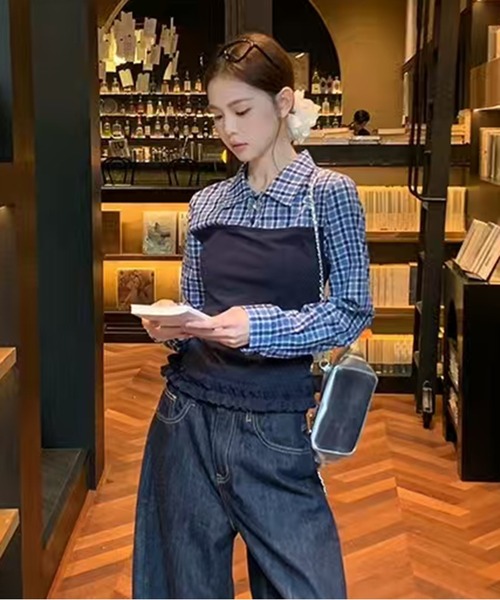 AsheKsha(アシクシャ)の「レトロで甘いトップス(シャツ/ブラウス・レディース・ネイビー・M)」の15枚目の写真