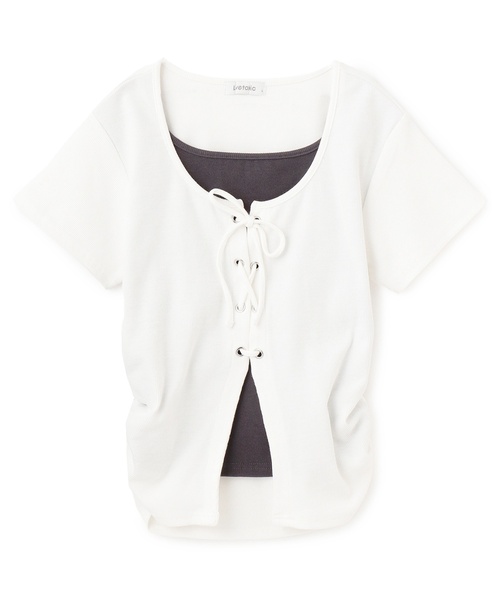 LOVETOXIC(ラブトキシック)の「【新色入荷♪】レースアップテレコ半袖T(Tシャツ/カットソー・キッズ・トップグレー/ブラック/サックスブルー/オフホワイト/ブラウン・S:140cm/130cm/M:150cm/L:160cm/M/L/SS/S)」の15枚目の写真