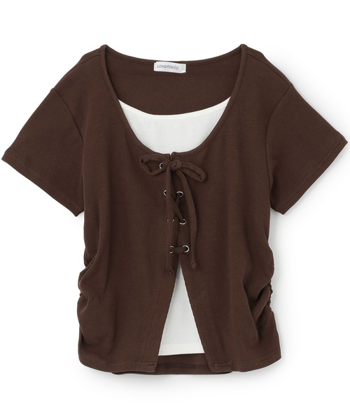 LOVETOXIC(ラブトキシック)の「【新色入荷♪】レースアップテレコ半袖T(Tシャツ/カットソー・キッズ・トップグレー/ブラック/サックスブルー/オフホワイト/ブラウン・S:140cm/130cm/M:150cm/L:160cm/M/L/SS/S)」の16枚目の写真