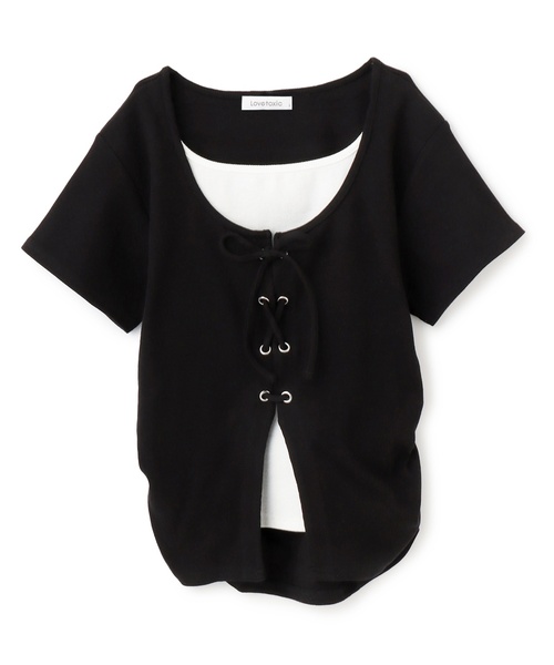 LOVETOXIC(ラブトキシック)の「【新色入荷♪】レースアップテレコ半袖T(Tシャツ/カットソー・キッズ・トップグレー/ブラック/サックスブルー/オフホワイト/ブラウン・S:140cm/130cm/M:150cm/L:160cm/M/L/SS/S)」の17枚目の写真