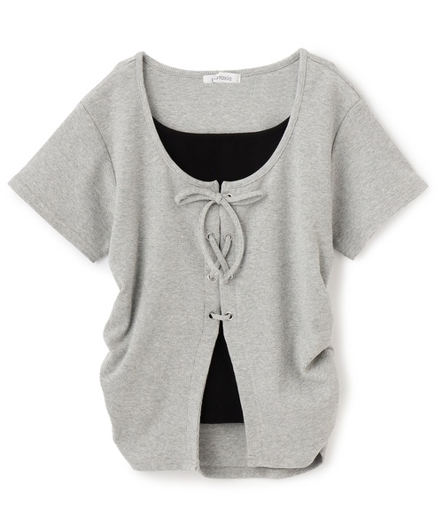 LOVETOXIC(ラブトキシック)の「【新色入荷♪】レースアップテレコ半袖T(Tシャツ/カットソー・キッズ・トップグレー/ブラック/サックスブルー/オフホワイト/ブラウン・S:140cm/130cm/M:150cm/L:160cm/M/L/SS/S)」の18枚目の写真