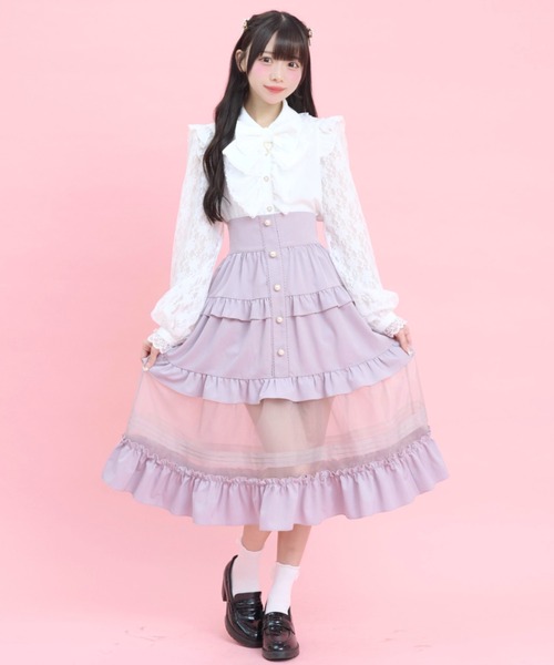 Secret Honey(シークレットハニー)の「裾シアーティアードスカート(スカート・レディース・ラベンダー/ブラック・MEDIUM)」の5枚目の写真