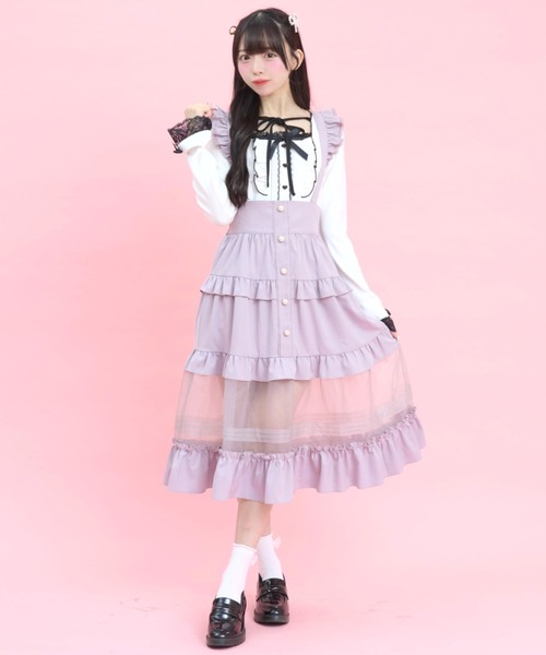 Secret Honey(シークレットハニー)の「裾シアーティアードスカート(スカート・レディース・ラベンダー/ブラック・MEDIUM)」の3枚目の写真