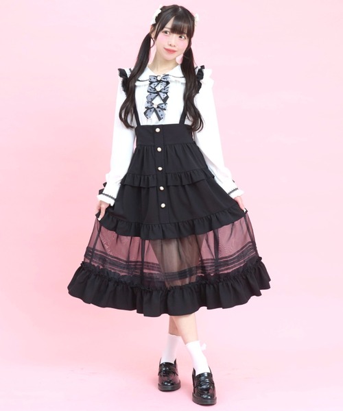 Secret Honey(シークレットハニー)の「裾シアーティアードスカート(スカート・レディース・ラベンダー/ブラック・MEDIUM)」の6枚目の写真