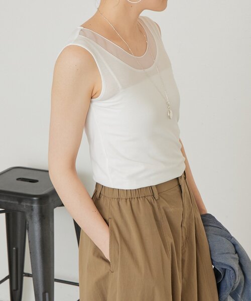 BEARDSLEY（ビアズリー）の「シアーコンビタンクトップ（キャミソール・レディース・ブラック/ホワイト/ライトグレー・FREE）」の10枚目の写真