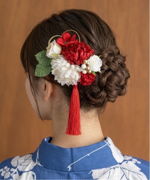 gossip！ロサンゼルス（ゴシップロサンゼルス）の「髪飾り ヘアスティック  アメリカンフラワー（和装小物・レディース・グリーン/ピンク/イエロー/レッド・FREE）」の4枚目の写真
