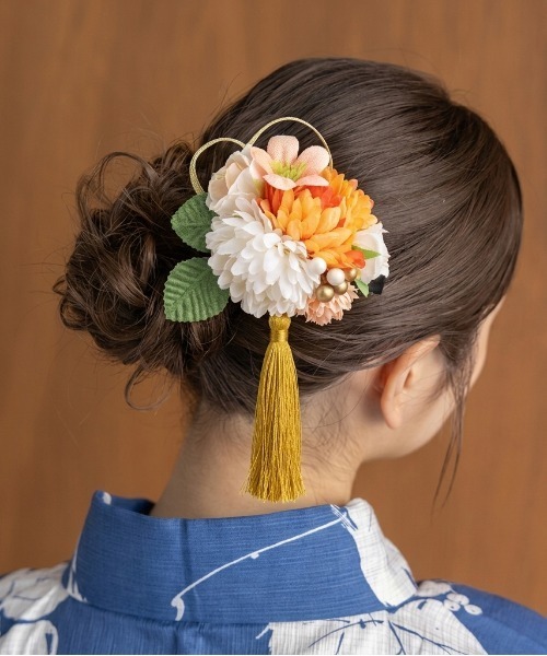 gossip！ロサンゼルス（ゴシップロサンゼルス）の「髪飾り ヘアスティック  アメリカンフラワー（和装小物・レディース・グリーン/ピンク/イエロー/レッド・FREE）」の2枚目の写真