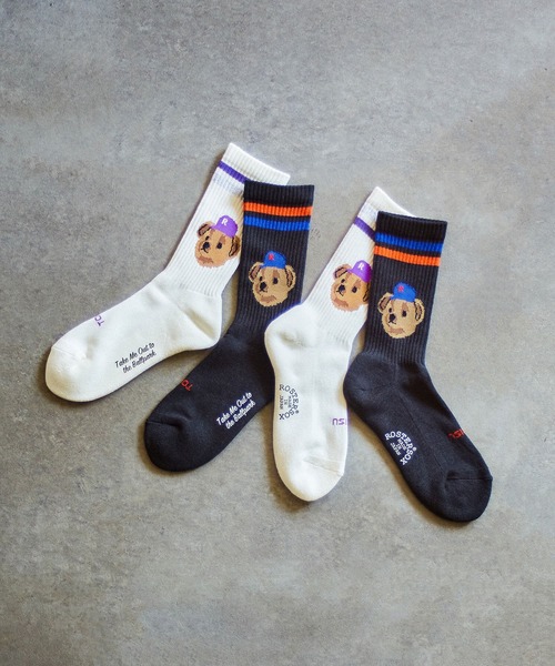 ROSTER SOX（ロスターソックス）の「(ROSTER SOX)TEAM BEAR（ソックス/靴下・レディース・ブラック/ホワイト・ONE SIZE）」の3枚目の写真