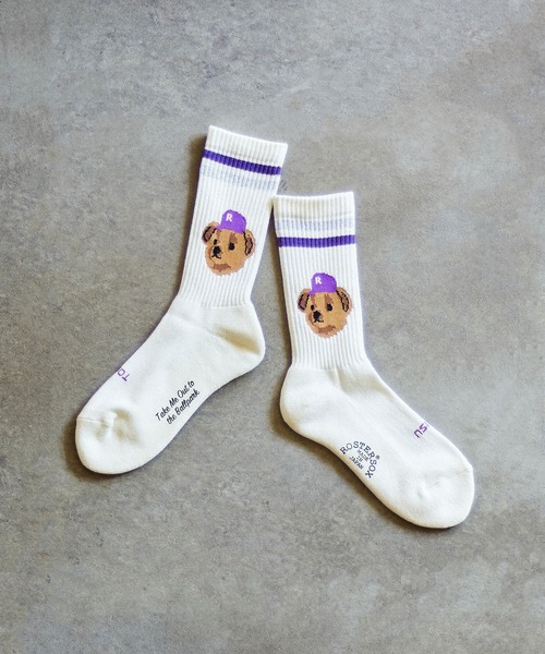 ROSTER SOX（ロスターソックス）の「(ROSTER SOX)TEAM BEAR（ソックス/靴下・レディース・ブラック/ホワイト・ONE SIZE）」の4枚目の写真