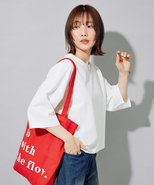 FREAK'S STORE(フリークスストア)の「限定展開 <接触冷感・吸水速乾・UVカット・抗菌・防臭>STORATECH(ストラテック) クロップド ワイド Tシャツ(Tシャツ/カットソー・レディース・ライトピンク/ブラック/オフホワイト/ブラウン/ブルー/ベージュ/ネイビー・フリ-)」の12枚目の写真