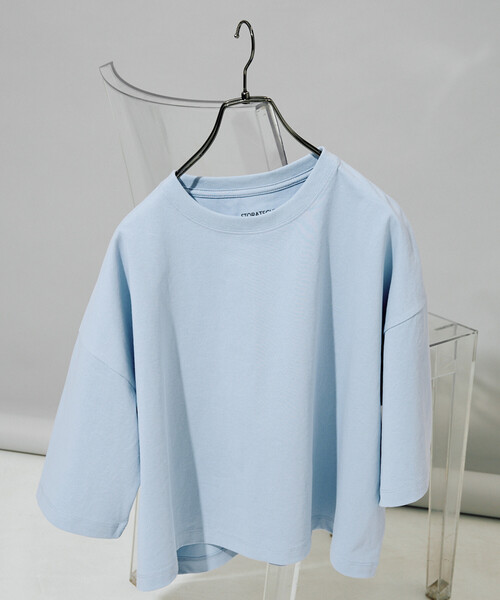 FREAK'S STORE(フリークスストア)の「限定展開 <接触冷感・吸水速乾・UVカット・抗菌・防臭>STORATECH(ストラテック) クロップド ワイド Tシャツ(Tシャツ/カットソー・レディース・ライトピンク/ブラック/オフホワイト/ブラウン/ブルー/ベージュ/ネイビー・フリ-)」の6枚目の写真