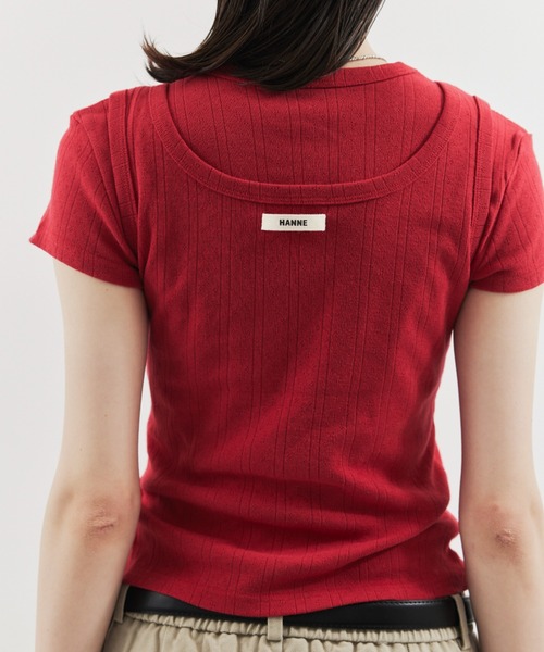 HANNE（アン）の「アイレットコンパクトTEE（Tシャツ/カットソー・レディース・レッド/ホワイト・FREE）」の7枚目の写真