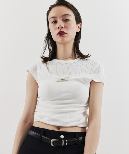 HANNE（アン）の「アイレットコンパクトTEE（Tシャツ/カットソー・レディース・レッド/ホワイト・FREE）」の5枚目の写真