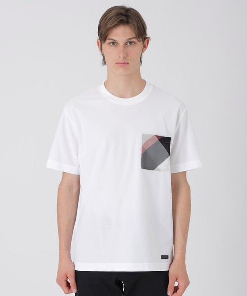 BLACK LABEL CRESTBRIDGE(ブラックレーベル・クレストブリッジ)の「カラミチェックポケットTシャツ(Tシャツ/カットソー・メンズ・ブラック/オフホワイト・L/M/S/LL)」の1枚目の写真
